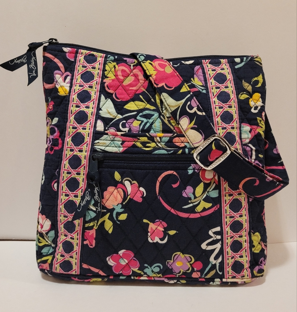 Vera Bradley Little Hipster Ribbons Blue Floral Crossbody Bag